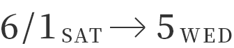 6/1THU→5MON